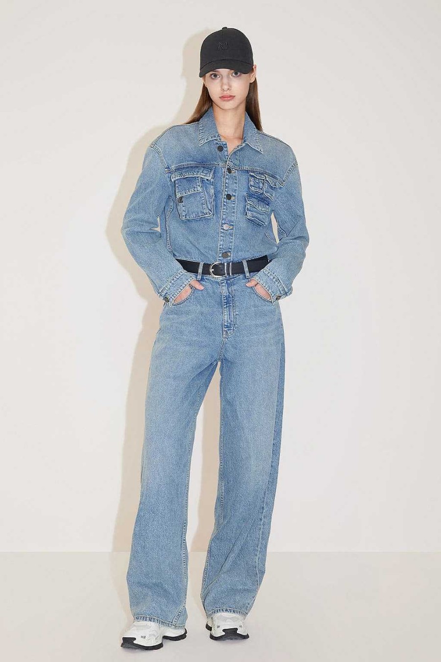 Hosen Und Overalls | Miss Sixty Denim-Jumpsuit Im Vintage-Cargo-Stil Mittelblau